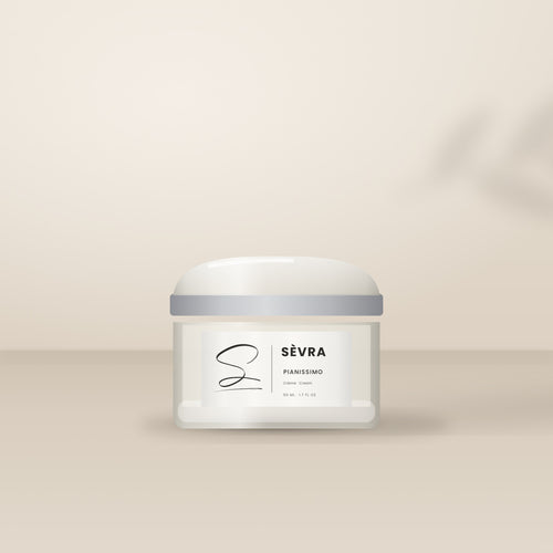 Sèvra Pianissimo Crème with cucumber, 50 ml frosted glass jar with silver lid
